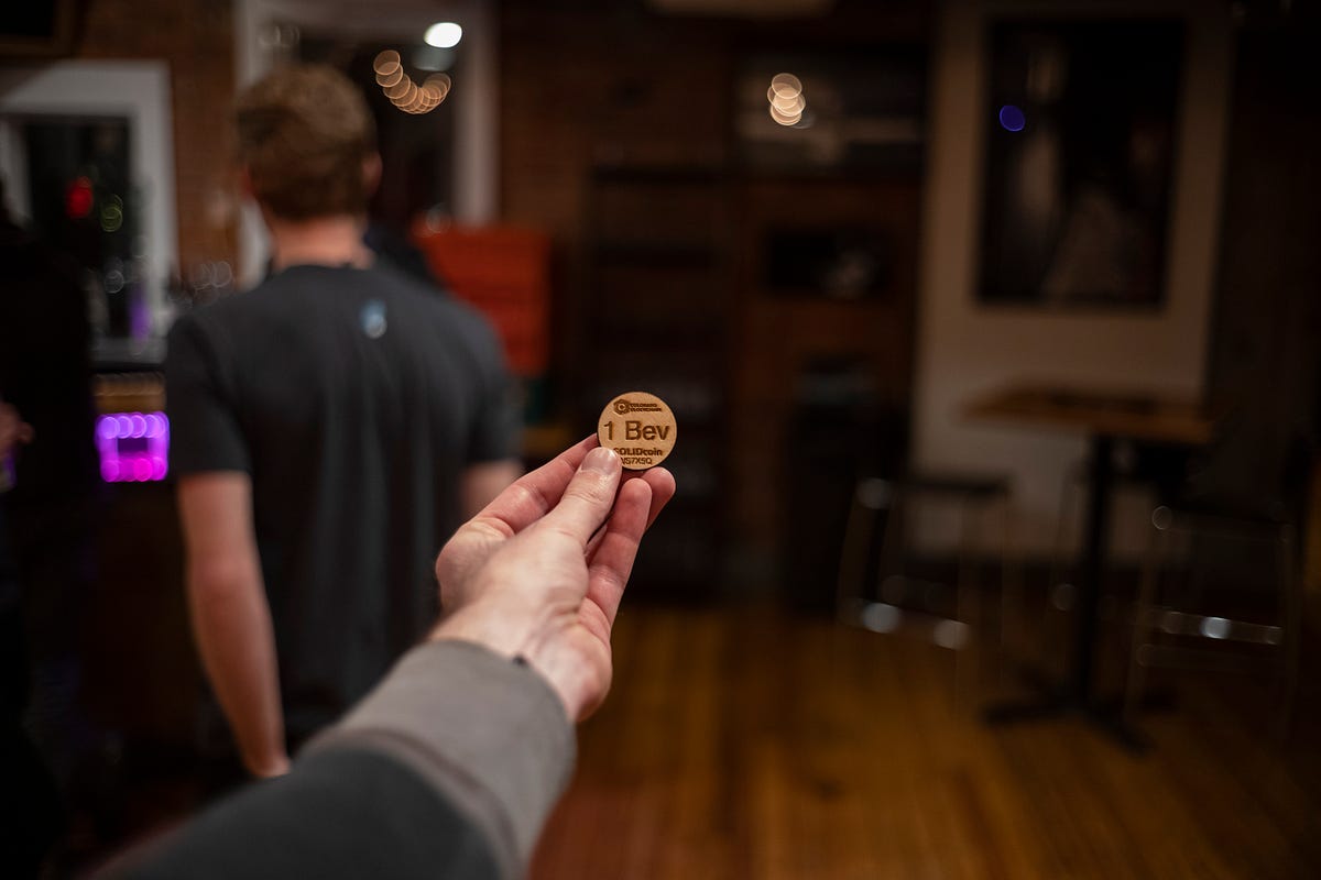 Wooden Solidcoins — 1 token = 1 beer + tip!